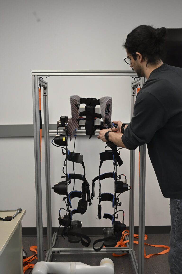 A lower-limb exoskeleton designed to support balance and mobility.
