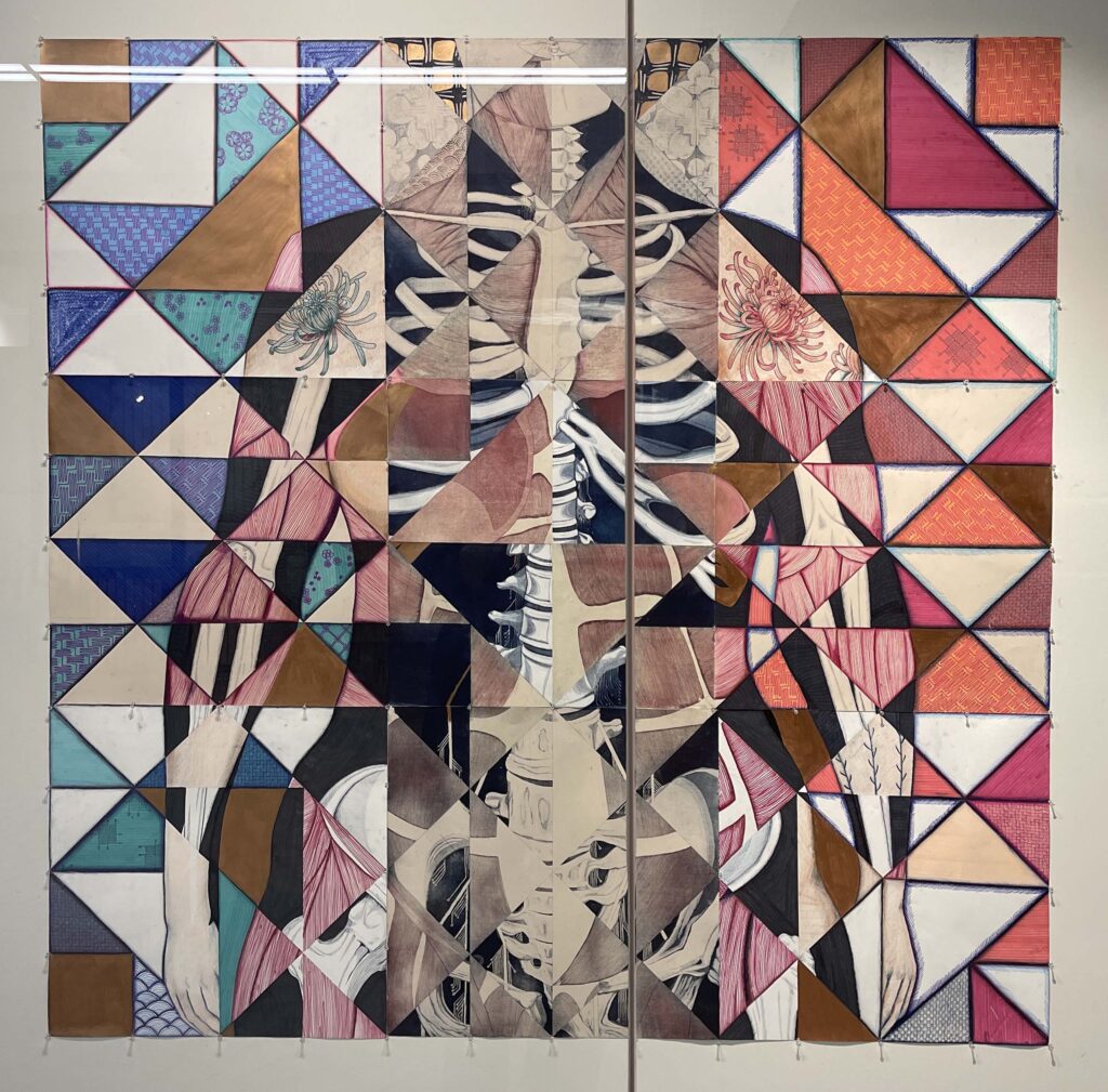 Artist: Michelle Kwasnycia Title: The Shape of Carrying Date: 2026 Medium: Etching, coloured pencil, and ink on paper