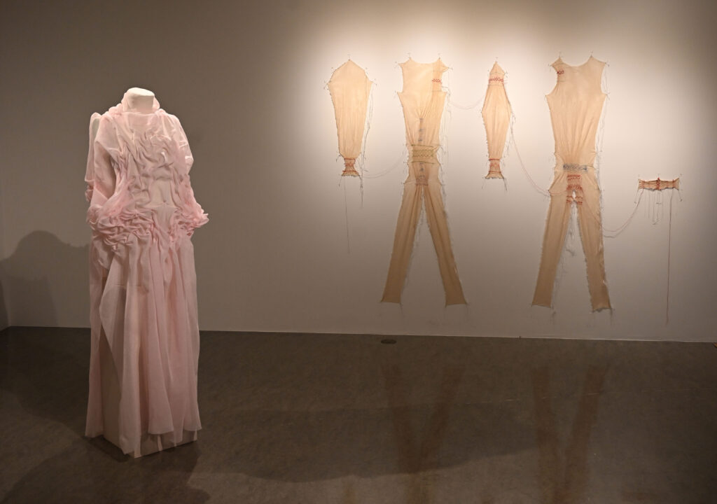 Monique Mah, 28+7, 2026, EVA foam, cotton muslin, reclaimed textile curtains