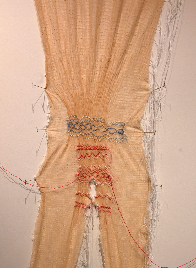 Samantha McLeish, Pinned-Up, 2026, Fabric, thread and Ink