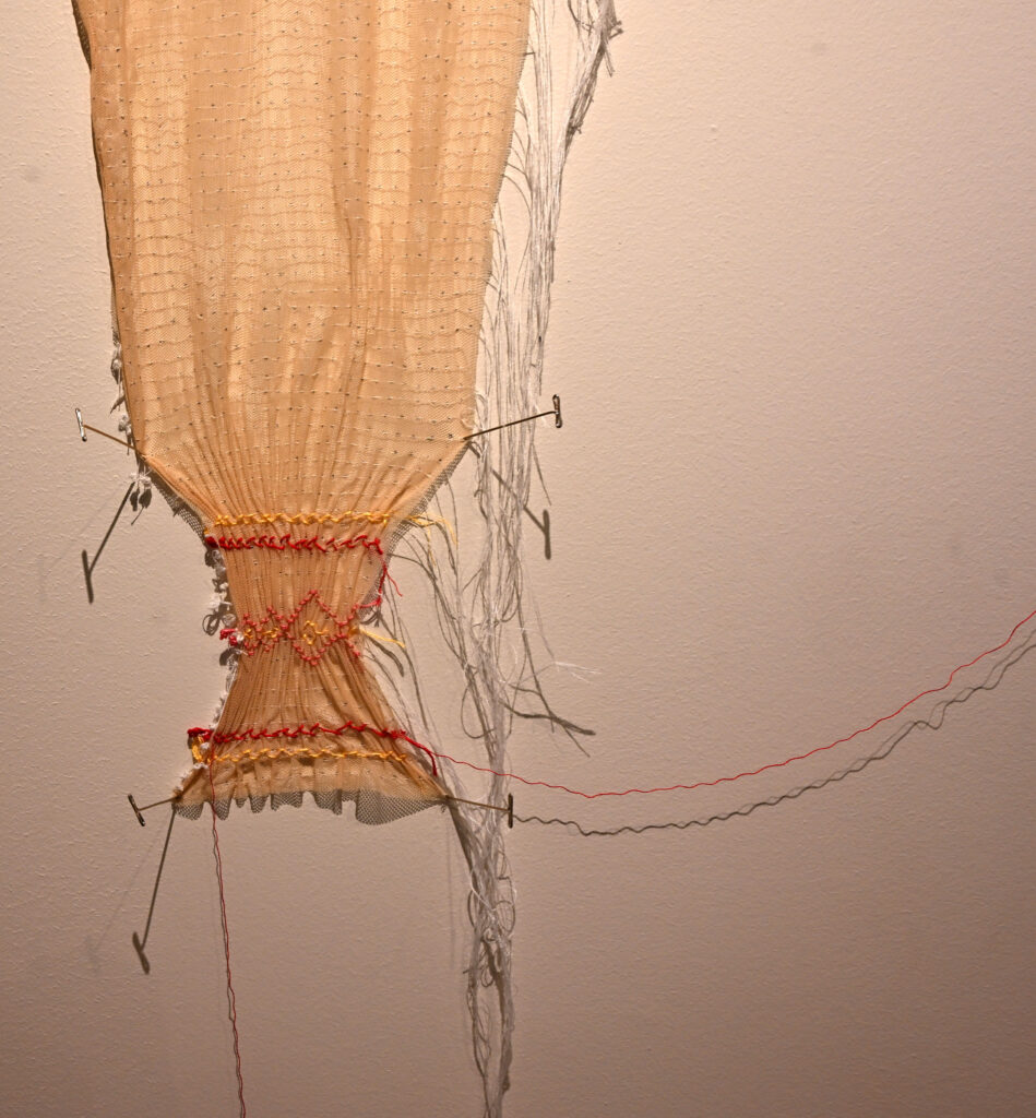 Samantha McLeish, Pinned-Up, 2026, Fabric, thread and Ink