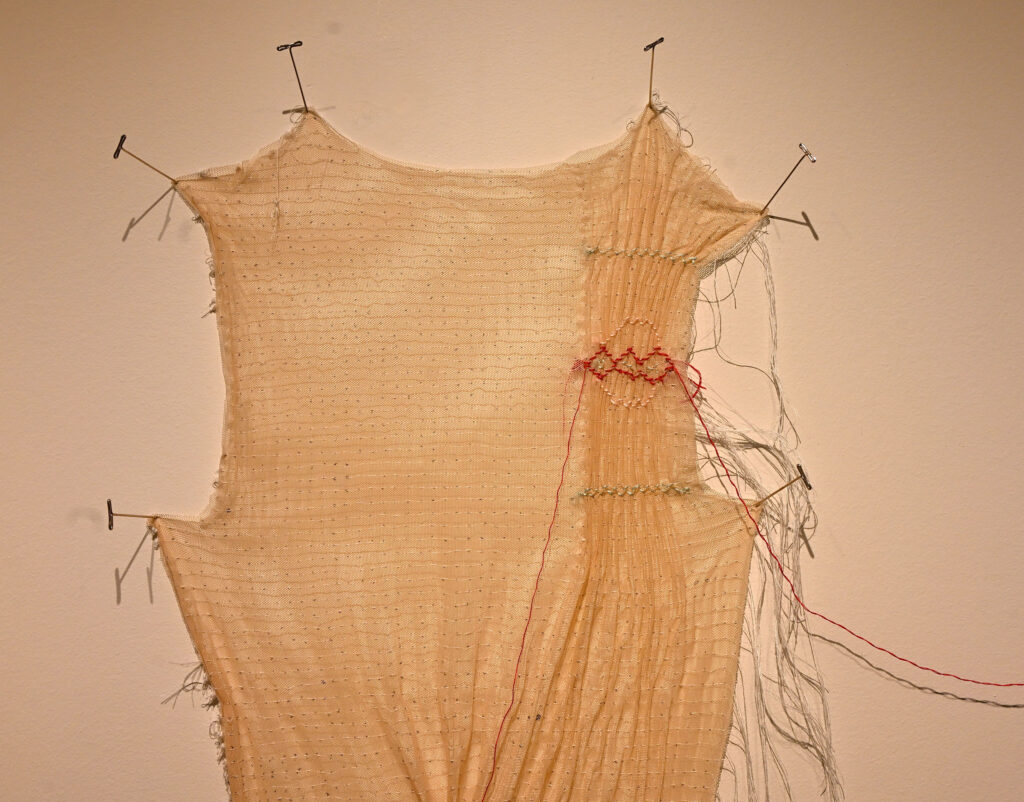 Samantha McLeish, Pinned-Up, 2026, Fabric, thread and Ink