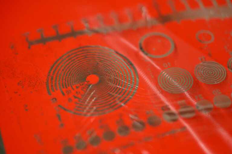 Patterned metal traces on PP film.