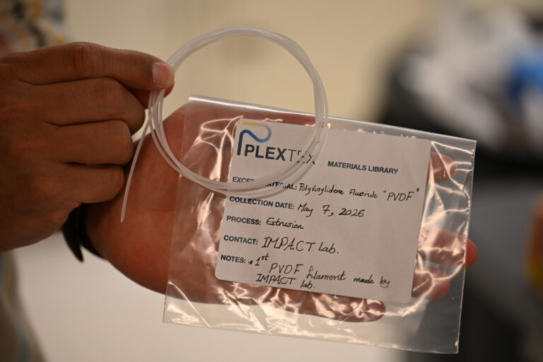 PVDF filament extruded by a Wellzoom system for 3D printing tests.